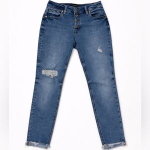 SILVER JEAN CO BOYFRIEND WOMENS DISTRESSED BLUE JEANS ROLL CUFF SIZE W28/L27